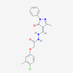 2-(4-chloro-3-methylphenoxy)-N'-[(Z)-(3-methyl-5-oxo-1-phenylpyrazol-4-ylidene)methyl]acetohydrazide