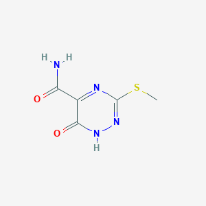 molecular formula C5H6N4O2S B3432139 6-Hydroxy-3-(methylthio)-1,2,4-triazine-5-carboxamide CAS No. 96259-33-5