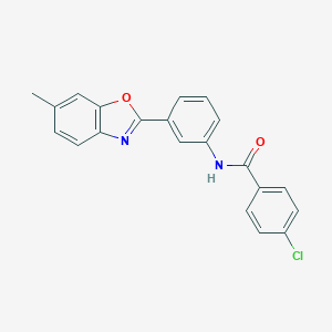 molecular formula C21H15ClN2O2 B343229 4-chloro-N-[3-(6-methyl-1,3-benzoxazol-2-yl)phenyl]benzamide 
