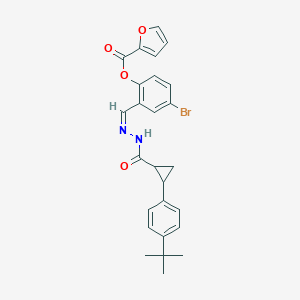 molecular formula C26H25BrN2O4 B343233 [4-bromo-2-[(Z)-[[2-(4-tert-butylphenyl)cyclopropanecarbonyl]hydrazinylidene]methyl]phenyl] furan-2-carboxylate 
