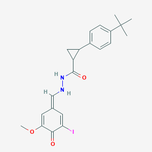molecular formula C22H25IN2O3 B343235 2-(4-tert-butylphenyl)-N'-[(Z)-(3-iodo-5-methoxy-4-oxocyclohexa-2,5-dien-1-ylidene)methyl]cyclopropane-1-carbohydrazide 