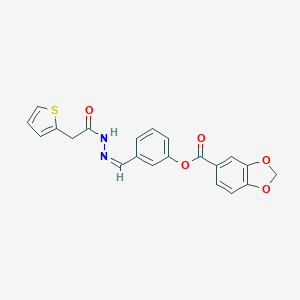molecular formula C21H16N2O5S B343239 3-[2-(2-Thienylacetyl)carbohydrazonoyl]phenyl 1,3-benzodioxole-5-carboxylate 