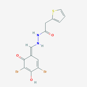 molecular formula C13H10Br2N2O3S B343240 N'-[(E)-(3,5-dibromo-4-hydroxy-6-oxocyclohexa-2,4-dien-1-ylidene)methyl]-2-thiophen-2-ylacetohydrazide 