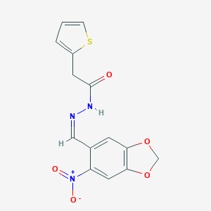 molecular formula C14H11N3O5S B343241 N'-({6-nitro-1,3-benzodioxol-5-yl}methylene)-2-(2-thienyl)acetohydrazide 