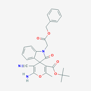 Tert-butyl 6'-amino-5'-cyano-2'-methyl-2-oxo-1-(2-oxo-2-phenylmethoxyethyl)spiro[indole-3,4'-pyran]-3'-carboxylate
