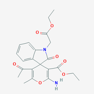 molecular formula C22H24N2O7 B343254 Ethyl 5'-acetyl-2'-amino-1-(2-ethoxy-2-oxoethyl)-6'-methyl-2-oxospiro[indole-3,4'-pyran]-3'-carboxylate 