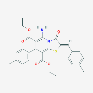 molecular formula C28H28N2O5S B343268 diethyl 5-amino-2-(4-methylbenzylidene)-7-(4-methylphenyl)-3-oxo-2,3-dihydro-7H-[1,3]thiazolo[3,2-a]pyridine-6,8-dicarboxylate 