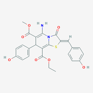 molecular formula C25H22N2O7S B343269 8-ethyl 6-methyl 5-amino-2-(4-hydroxybenzylidene)-7-(4-hydroxyphenyl)-3-oxo-2,3-dihydro-7H-[1,3]thiazolo[3,2-a]pyridine-6,8-dicarboxylate 