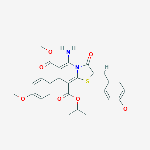 molecular formula C29H30N2O7S B343290 6-ethyl 8-isopropyl 5-amino-2-(4-methoxybenzylidene)-7-(4-methoxyphenyl)-3-oxo-2,3-dihydro-7H-[1,3]thiazolo[3,2-a]pyridine-6,8-dicarboxylate 