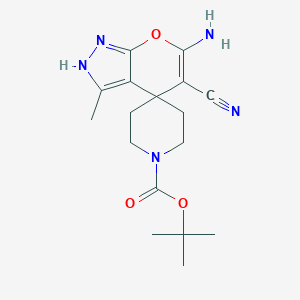 molecular formula C17H23N5O3 B343307 3-Methyl-5-cyano-6-aminospiro[pyrano[2,3-c]pyrazole-4(2H),4'-piperidine]-1'-carboxylic acid tert-butyl ester 