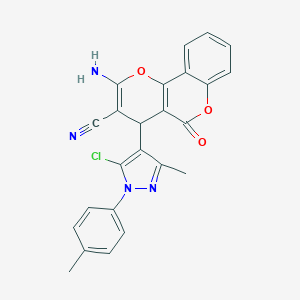 molecular formula C24H17ClN4O3 B343322 2-amino-4-[5-chloro-3-methyl-1-(4-methylphenyl)-1H-pyrazol-4-yl]-5-oxo-4H,5H-pyrano[3,2-c]chromene-3-carbonitrile 