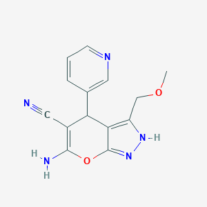 molecular formula C14H13N5O2 B343330 6-Amino-3-(methoxymethyl)-4-(3-pyridinyl)-1,4-dihydropyrano[2,3-c]pyrazole-5-carbonitrile 