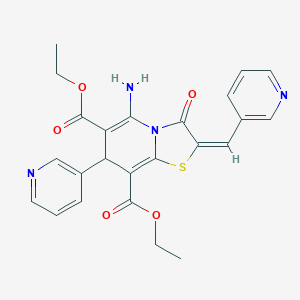 molecular formula C24H22N4O5S B343342 diethyl 5-amino-3-oxo-7-(3-pyridinyl)-2-(3-pyridinylmethylene)-2,3-dihydro-7H-[1,3]thiazolo[3,2-a]pyridine-6,8-dicarboxylate 