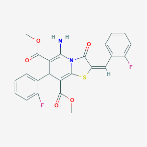molecular formula C24H18F2N2O5S B343343 dimethyl 5-amino-2-(2-fluorobenzylidene)-7-(2-fluorophenyl)-3-oxo-2,3-dihydro-7H-[1,3]thiazolo[3,2-a]pyridine-6,8-dicarboxylate 