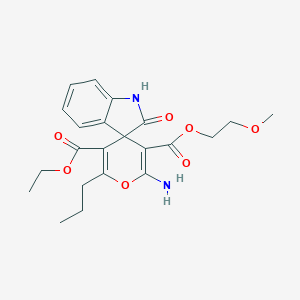 molecular formula C22H26N2O7 B343347 5'-Ethyl 3'-(2-methoxyethyl) 2'-amino-2-oxo-6'-propyl-1,2-dihydrospiro[indole-3,4'-pyran]-3',5'-dicarboxylate 