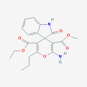 molecular formula C20H22N2O6 B343348 5'-ethyl 3'-methyl 2'-amino-1,3-dihydro-6'-propyl-2-oxospiro[2H-indole-3,4'-(4'H)-pyran]-3',5'-dicarboxylate 