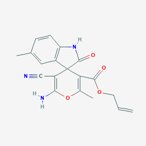molecular formula C19H17N3O4 B343351 Allyl 6'-amino-5'-cyano-2',5-dimethyl-2-oxo-1,2-dihydrospiro[indole-3,4'-pyran]-3'-carboxylate 