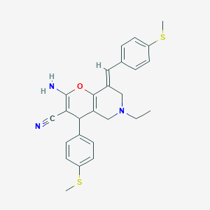 molecular formula C26H27N3OS2 B343372 2-amino-6-ethyl-8-[4-(methylsulfanyl)benzylidene]-4-[4-(methylsulfanyl)phenyl]-5,6,7,8-tetrahydro-4H-pyrano[3,2-c]pyridine-3-carbonitrile 