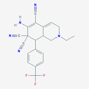 molecular formula C21H18F3N5 B343374 6-amino-2-ethyl-8-[4-(trifluoromethyl)phenyl]-2,3,8,8a-tetrahydro-5,7,7(1H)-isoquinolinetricarbonitrile 