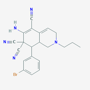 6-amino-8-(3-bromophenyl)-2-propyl-2,3,8,8a-tetrahydro-5,7,7(1H)-isoquinolinetricarbonitrile