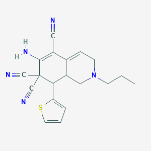 molecular formula C19H19N5S B343391 6-amino-2-propyl-8-(2-thienyl)-2,3,8,8a-tetrahydro-5,7,7(1H)-isoquinolinetricarbonitrile 