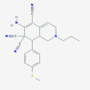 molecular formula C22H23N5S B343393 6-amino-8-[4-(methylsulfanyl)phenyl]-2-propyl-2,3,8,8a-tetrahydro-5,7,7(1H)-isoquinolinetricarbonitrile 