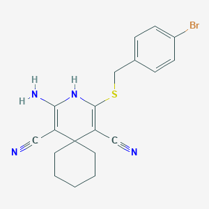 2-Amino-4-[(4-bromophenyl)methylthio]-3-azaspiro[5.5]undeca-1,4-diene-1,5-dicarbonitrile