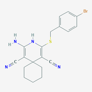 molecular formula C19H19BrN4S B343401 2-Amino-4-[(4-bromophenyl)methylthio]-3-azaspiro[5.5]undeca-1,4-diene-1,5-dicarbonitrile 