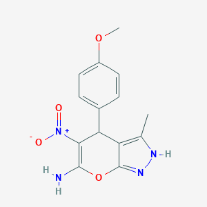 molecular formula C14H14N4O4 B343406 6-Amino-5-nitro-4-(4-methoxyphenyl)-3-methyl-1,4-dihydropyrano[2,3-c]pyrazole 