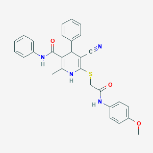 molecular formula C29H26N4O3S B343412 5-cyano-6-{[2-(4-methoxyanilino)-2-oxoethyl]sulfanyl}-2-methyl-N,4-diphenyl-1,4-dihydro-3-pyridinecarboxamide 