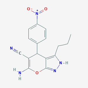 6-Amino-4-(4-nitrophenyl)-3-propyl-2,4-dihydropyrano[2,3-c]pyrazole-5-carbonitrile