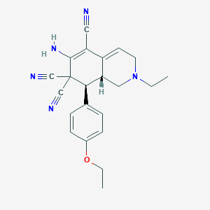 molecular formula C22H23N5O B343425 6-amino-8-(4-ethoxyphenyl)-2-ethyl-2,3,8,8a-tetrahydro-5,7,7(1H)-isoquinolinetricarbonitrile 