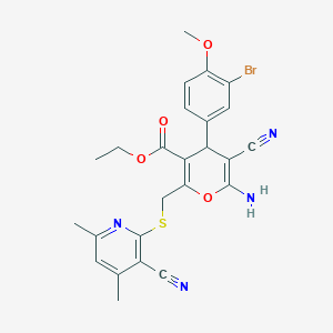 ethyl 6-amino-4-(3-bromo-4-methoxyphenyl)-5-cyano-2-{[(3-cyano-4,6-dimethyl-2-pyridinyl)sulfanyl]methyl}-4H-pyran-3-carboxylate
