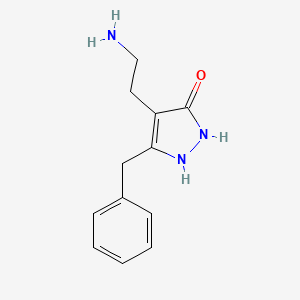 molecular formula C12H15N3O B3434283 4-(2-aminoethyl)-5-benzyl-1,2-dihydro-3H-pyrazol-3-one CAS No. 881041-01-6