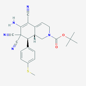 molecular formula C24H25N5O2S B343437 tert-butyl 6-amino-5,7,7-tricyano-8-[4-(methylsulfanyl)phenyl]-3,7,8,8a-tetrahydro-2(1H)-isoquinolinecarboxylate 