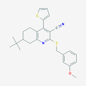 molecular formula C26H28N2OS2 B343447 7-Tert-butyl-2-[(3-methoxybenzyl)sulfanyl]-4-(2-thienyl)-5,6,7,8-tetrahydro-3-quinolinecarbonitrile 