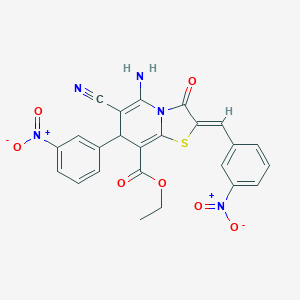 molecular formula C24H17N5O7S B343469 ethyl 5-amino-6-cyano-2-{3-nitrobenzylidene}-7-{3-nitrophenyl}-3-oxo-2,3-dihydro-7H-[1,3]thiazolo[3,2-a]pyridine-8-carboxylate 