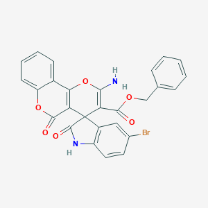 molecular formula C27H17BrN2O6 B343476 benzyl 2'-amino-5-bromo-2,5'-dioxo-1,2-dihydro-5'H-spiro[indole-3,4'-pyrano[3,2-c]chromene]-3'-carboxylate 