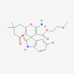 2-Methoxyethyl 2-amino-5'-bromo-7,7-dimethyl-2',5-dioxo-1',2',5,6,7,8-hexahydrospiro[chromene-4,3'-indole]-3-carboxylate