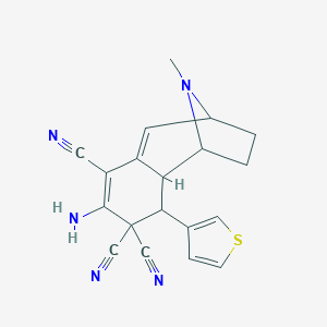 molecular formula C19H17N5S B343483 5-Amino-12-methyl-3-(3-thienyl)-12-azatricyclo[7.2.1.0~2,7~]dodeca-5,7-diene-4,4,6-tricarbonitrile 