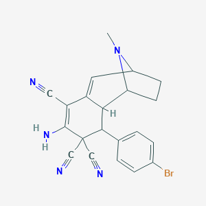 molecular formula C21H18BrN5 B343484 5-Amino-3-(4-bromophenyl)-12-methyl-12-azatricyclo[7.2.1.0~2,7~]dodeca-5,7-diene-4,4,6-tricarbonitrile 