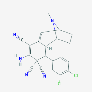 molecular formula C21H17Cl2N5 B343485 5-Amino-3-(3,4-dichlorophenyl)-12-methyl-12-azatricyclo[7.2.1.02,7]dodeca-5,7-diene-4,4,6-tricarbonitrile 