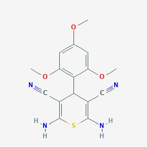 molecular formula C16H16N4O3S B343487 2,6-diamino-4-(2,4,6-trimethoxyphenyl)-4H-thiopyran-3,5-dicarbonitrile 