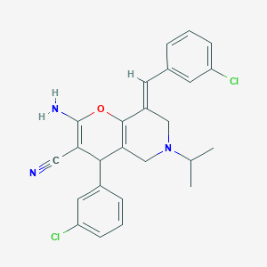 molecular formula C25H23Cl2N3O B343491 2-amino-8-(3-chlorobenzylidene)-4-(3-chlorophenyl)-6-isopropyl-5,6,7,8-tetrahydro-4H-pyrano[3,2-c]pyridine-3-carbonitrile 