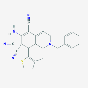 molecular formula C24H21N5S B343502 6-amino-2-benzyl-8-(3-methyl-2-thienyl)-2,3,8,8a-tetrahydro-5,7,7(1H)-isoquinolinetricarbonitrile 