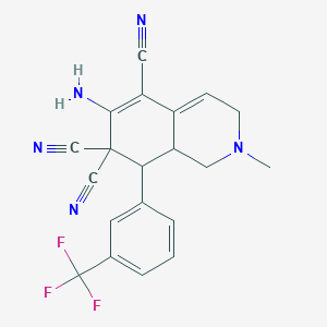 molecular formula C20H16F3N5 B343505 6-amino-2-methyl-8-[3-(trifluoromethyl)phenyl]-2,3,8,8a-tetrahydro-5,7,7(1H)-isoquinolinetricarbonitrile 