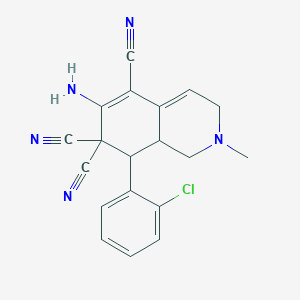 molecular formula C19H16ClN5 B343507 6-amino-8-(2-chlorophenyl)-2-methyl-2,3,8,8a-tetrahydro-5,7,7(1H)-isoquinolinetricarbonitrile 