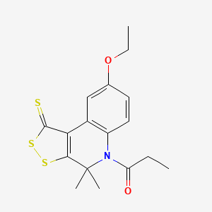 molecular formula C17H19NO2S3 B3435090 8-ethoxy-4,4-dimethyl-5-propionyl-4,5-dihydro-1H-[1,2]dithiolo[3,4-c]quinoline-1-thione 