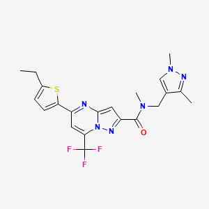 molecular formula C21H21F3N6OS B3435107 N-[(1,3-dimethyl-1H-pyrazol-4-yl)methyl]-5-(5-ethyl-2-thienyl)-N-methyl-7-(trifluoromethyl)pyrazolo[1,5-a]pyrimidine-2-carboxamide 