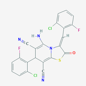 molecular formula C22H10Cl2F2N4OS B343511 5-amino-3-(2-chloro-6-fluorobenzylidene)-7-(2-chloro-6-fluorophenyl)-2-oxo-2,3-dihydro-7H-[1,3]thiazolo[3,2-a]pyridine-6,8-dicarbonitrile 